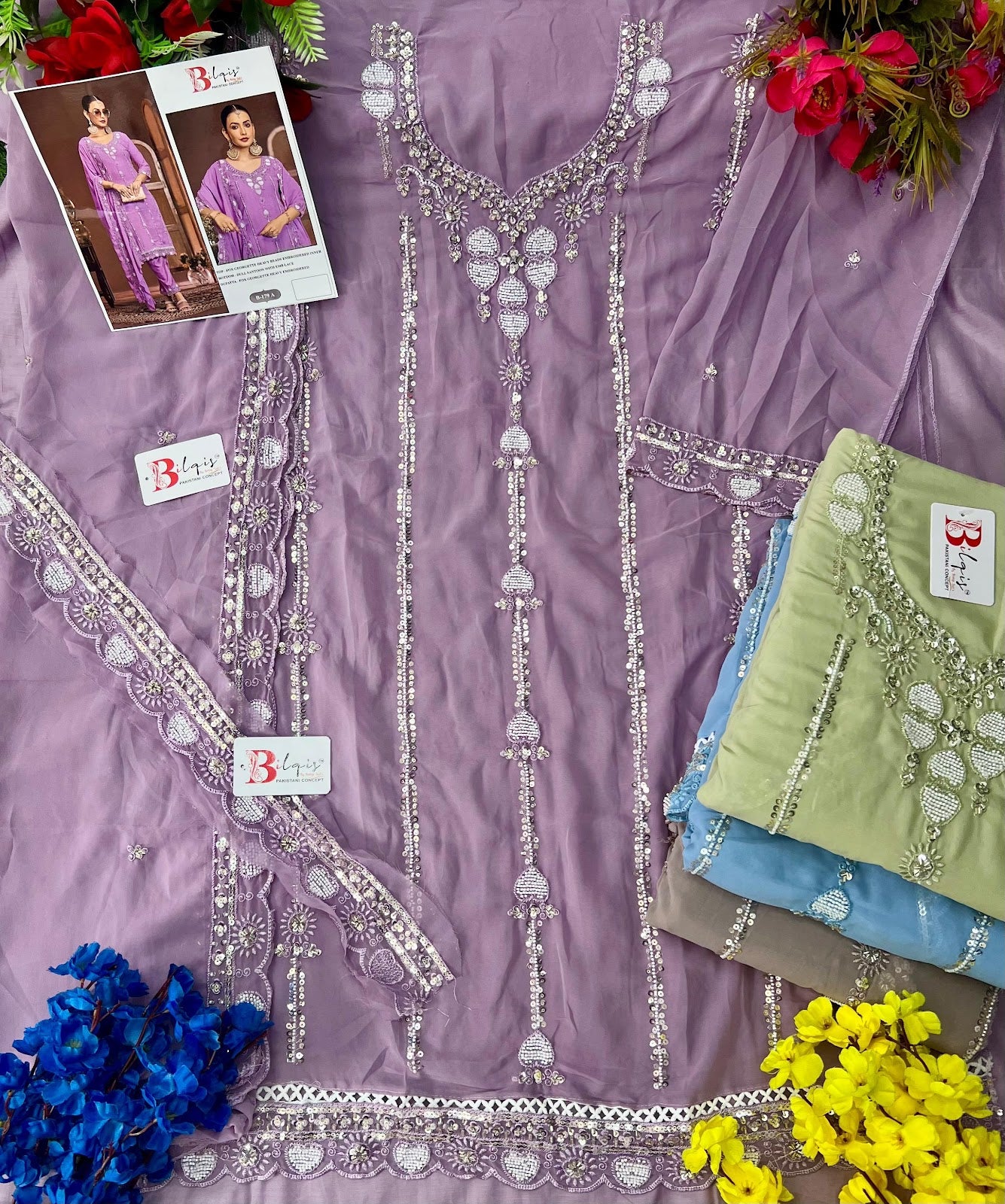 B 179Abcd Bilqis Fox Georgette Pakistani Salwar Suits Wholesaler India