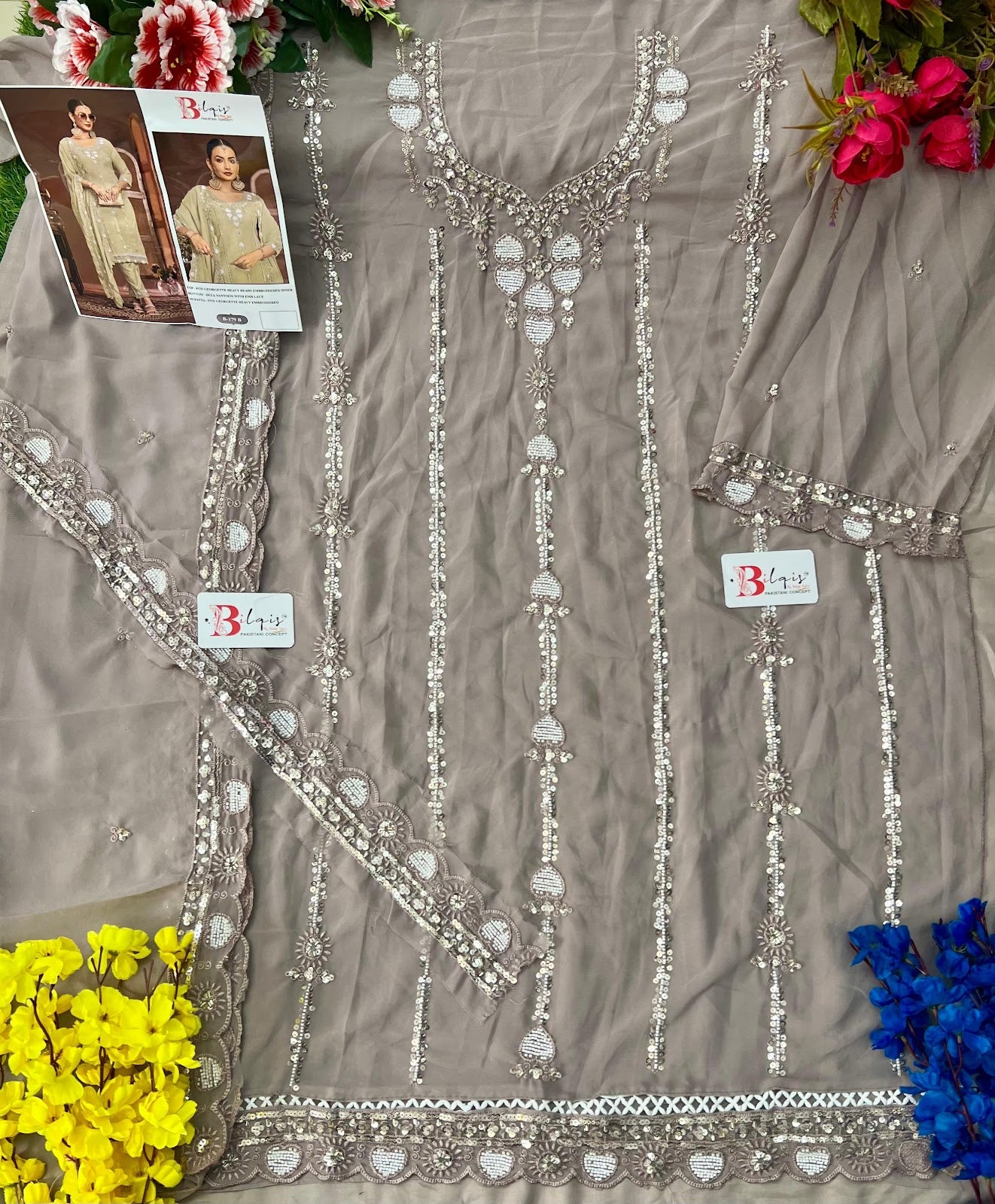 B 179Abcd Bilqis Fox Georgette Pakistani Salwar Suits Wholesaler India