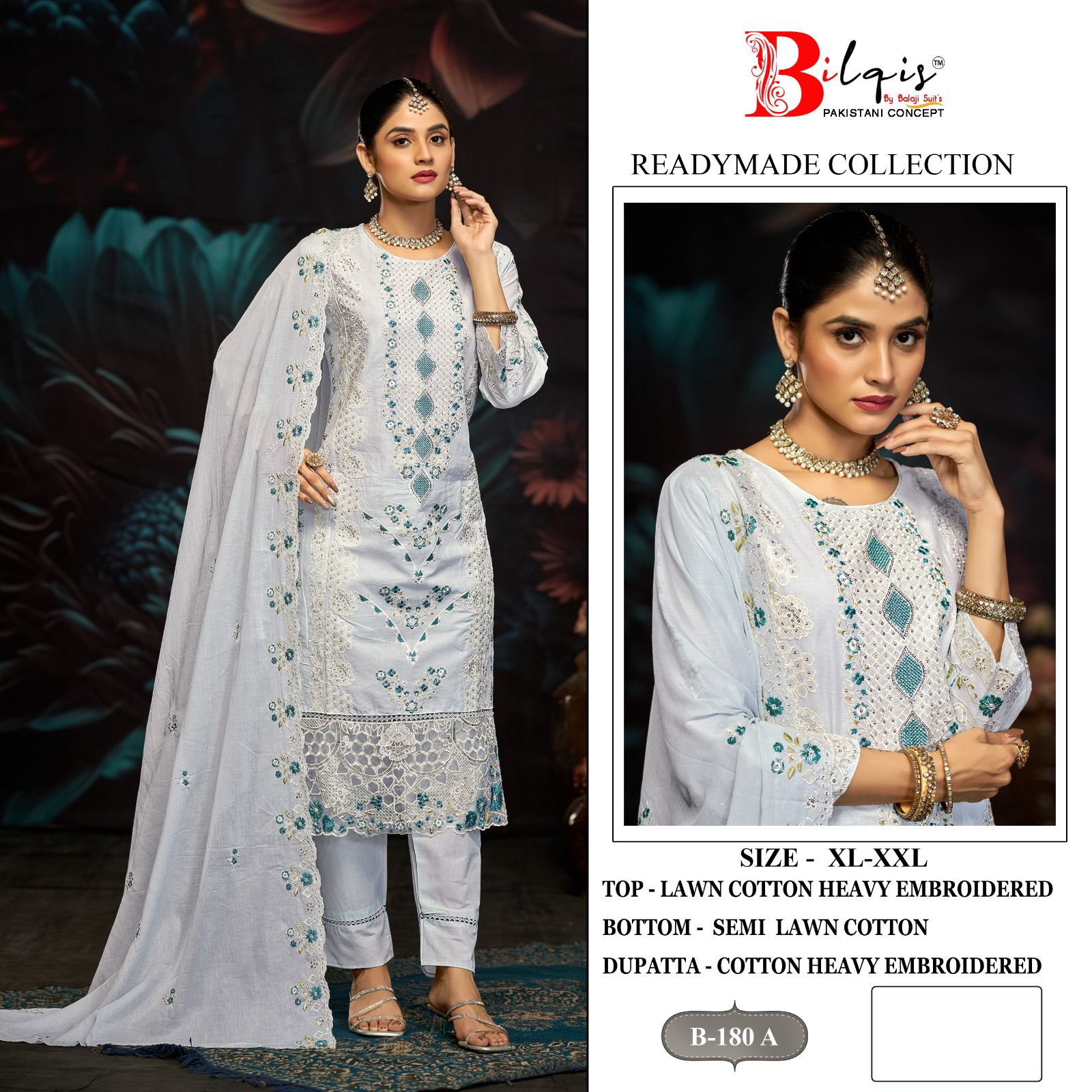 B 180 Bilqis Lawn Cotton Pakistani Readymade Suits Exporter India