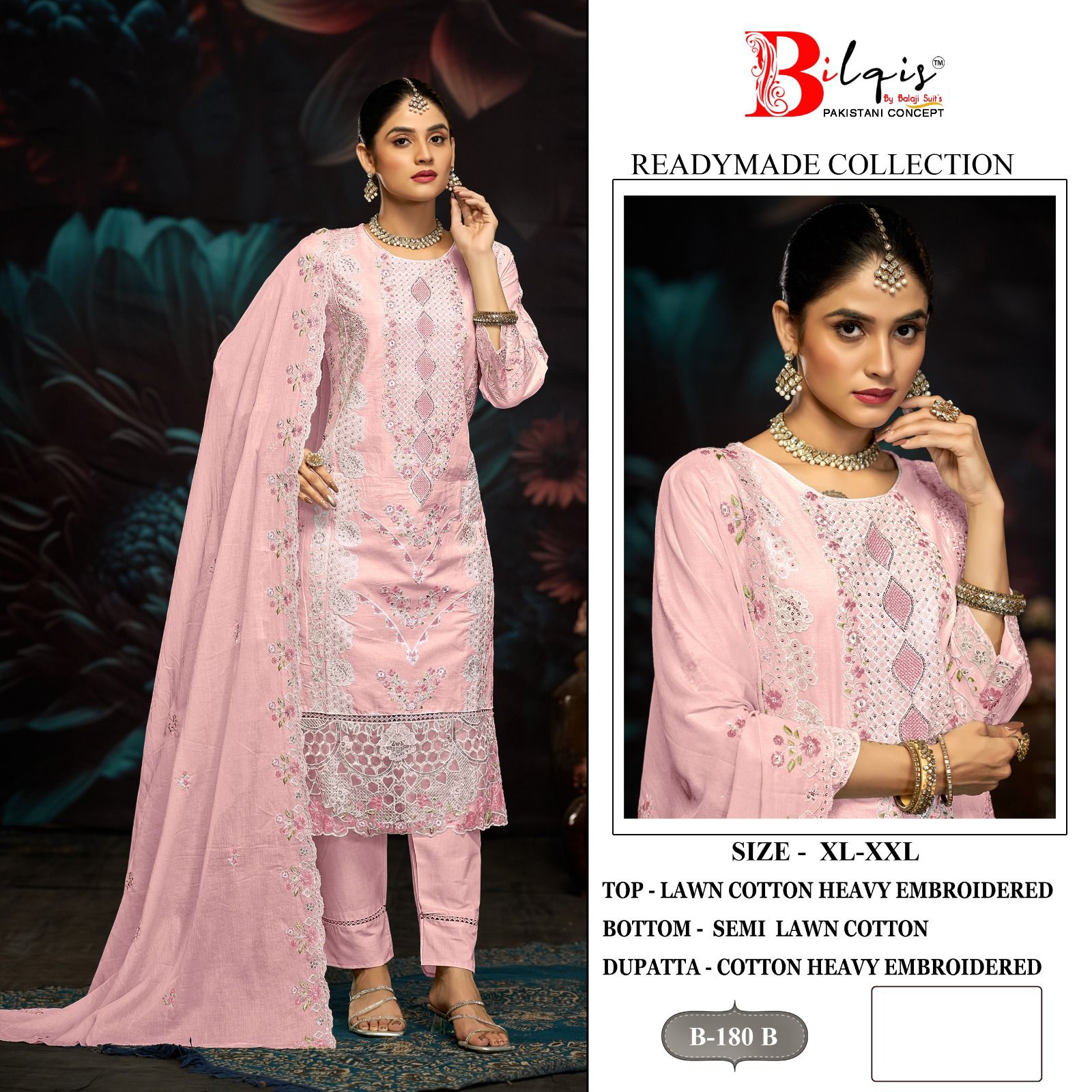 B 180 Bilqis Lawn Cotton Pakistani Readymade Suits Exporter India