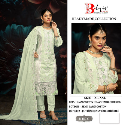 B 180 Bilqis Lawn Cotton Pakistani Readymade Suits Exporter India
