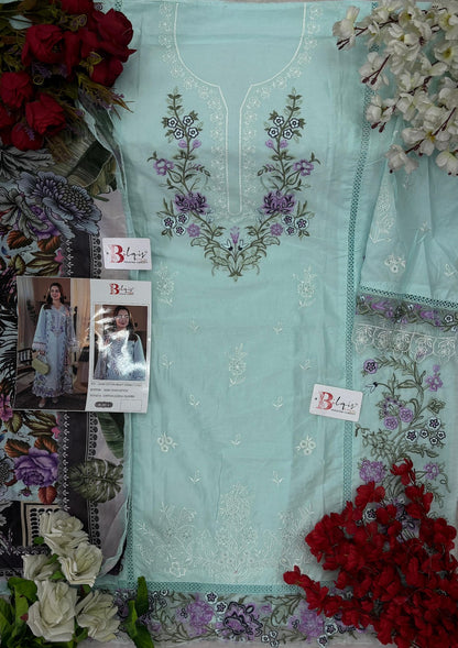 B 183 Bilqis Cambric Lawn Pakistani Salwar Suits Exporter