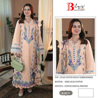 B 183 Bilqis Cambric Lawn Pakistani Salwar Suits Exporter