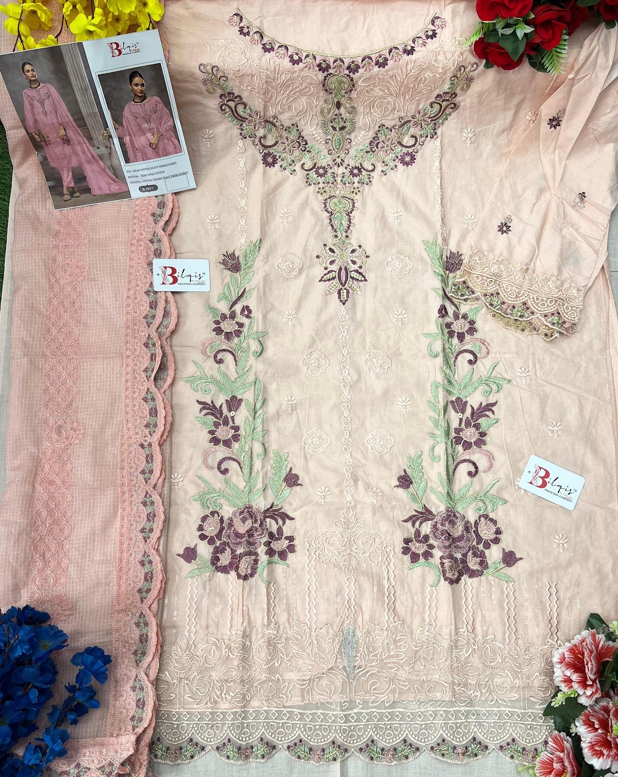 B 184 Bilqis Lawn Cotton Pakistani Salwar Suits Wholesaler India