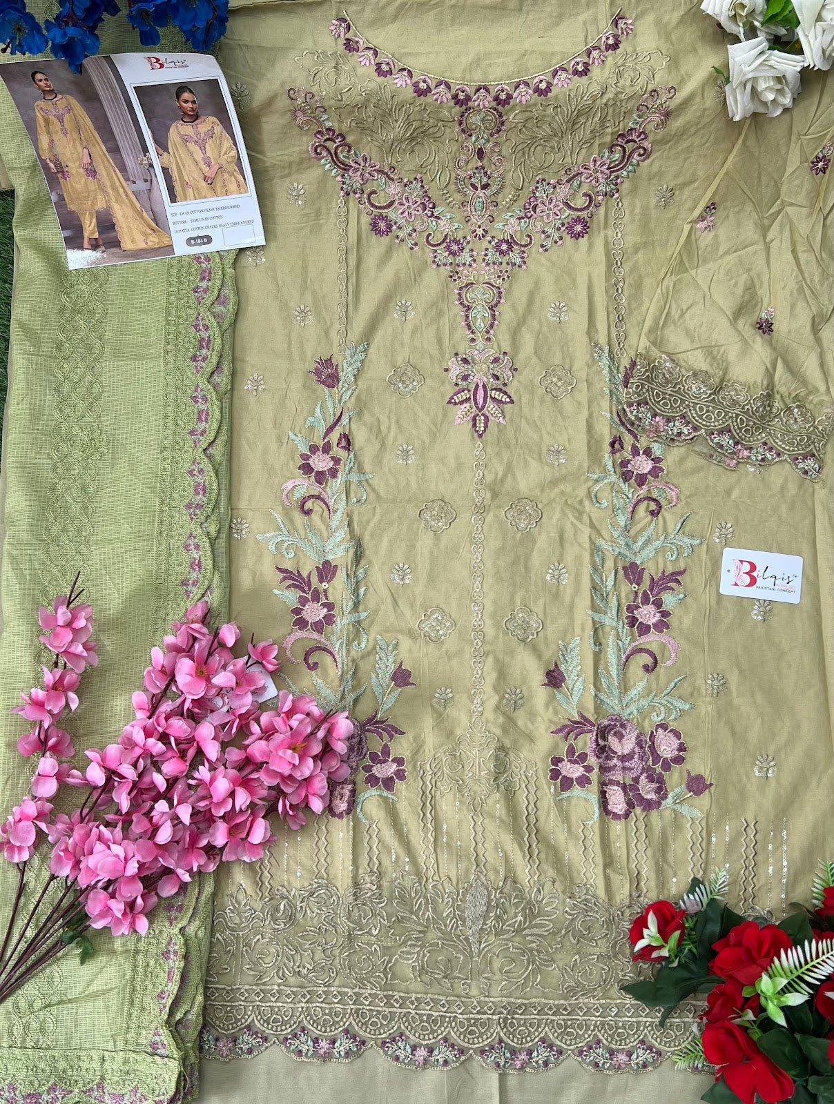 B 184 Bilqis Lawn Cotton Pakistani Salwar Suits Wholesaler India