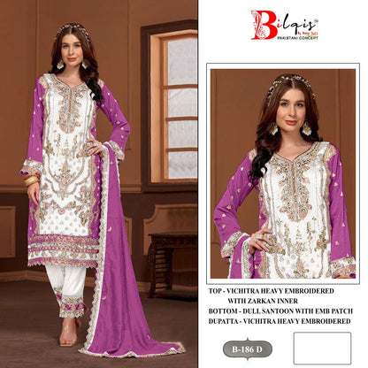 B 186 Bilqis Vichitra Pakistani Salwar Suits Wholesale