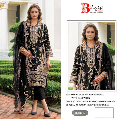 B 187Abcd Bilqis Organza Pakistani Salwar Suits Wholesale Price