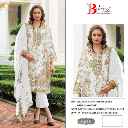 B 187Abcd Bilqis Organza Pakistani Salwar Suits Wholesale Price