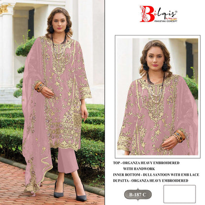 B 187Abcd Bilqis Organza Pakistani Salwar Suits Wholesale Price