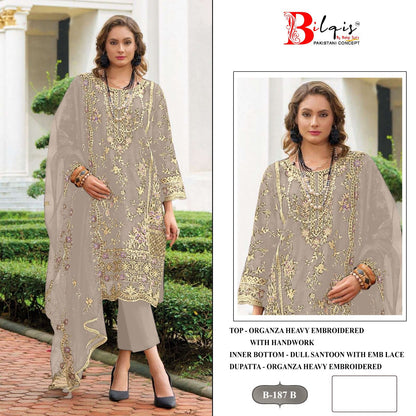 B 187Abcd Bilqis Organza Pakistani Salwar Suits Wholesale Price