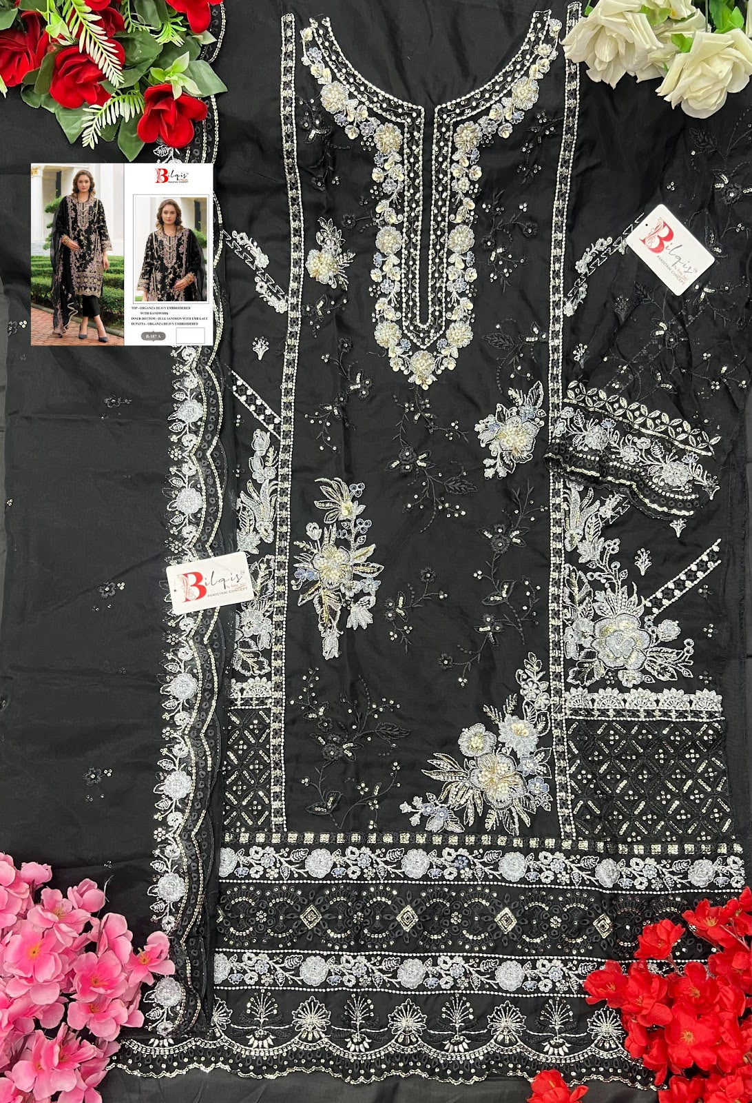 B 187Abcd Bilqis Organza Pakistani Salwar Suits Wholesale Price