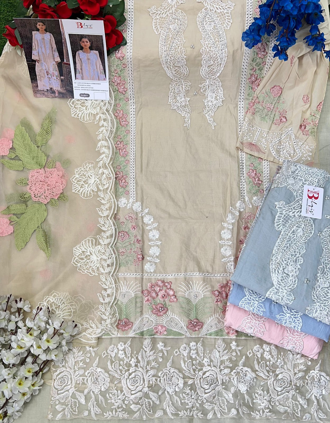 B 188 Bilqis Lawn Cotton Pakistani Salwar Suits Manufacturer Gujarat