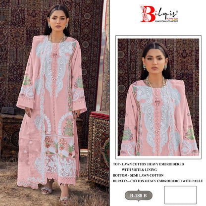 B 188 Bilqis Lawn Cotton Pakistani Salwar Suits Manufacturer Gujarat