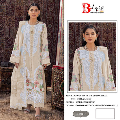 B 188 Bilqis Lawn Cotton Pakistani Salwar Suits Manufacturer Gujarat