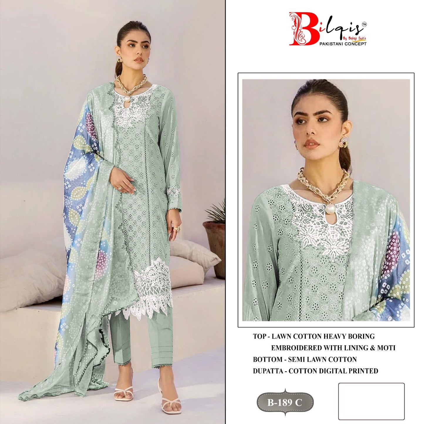 B 189Abcd Bilqis Lawn Cotton Pakistani Salwar Suits Supplier Gujarat