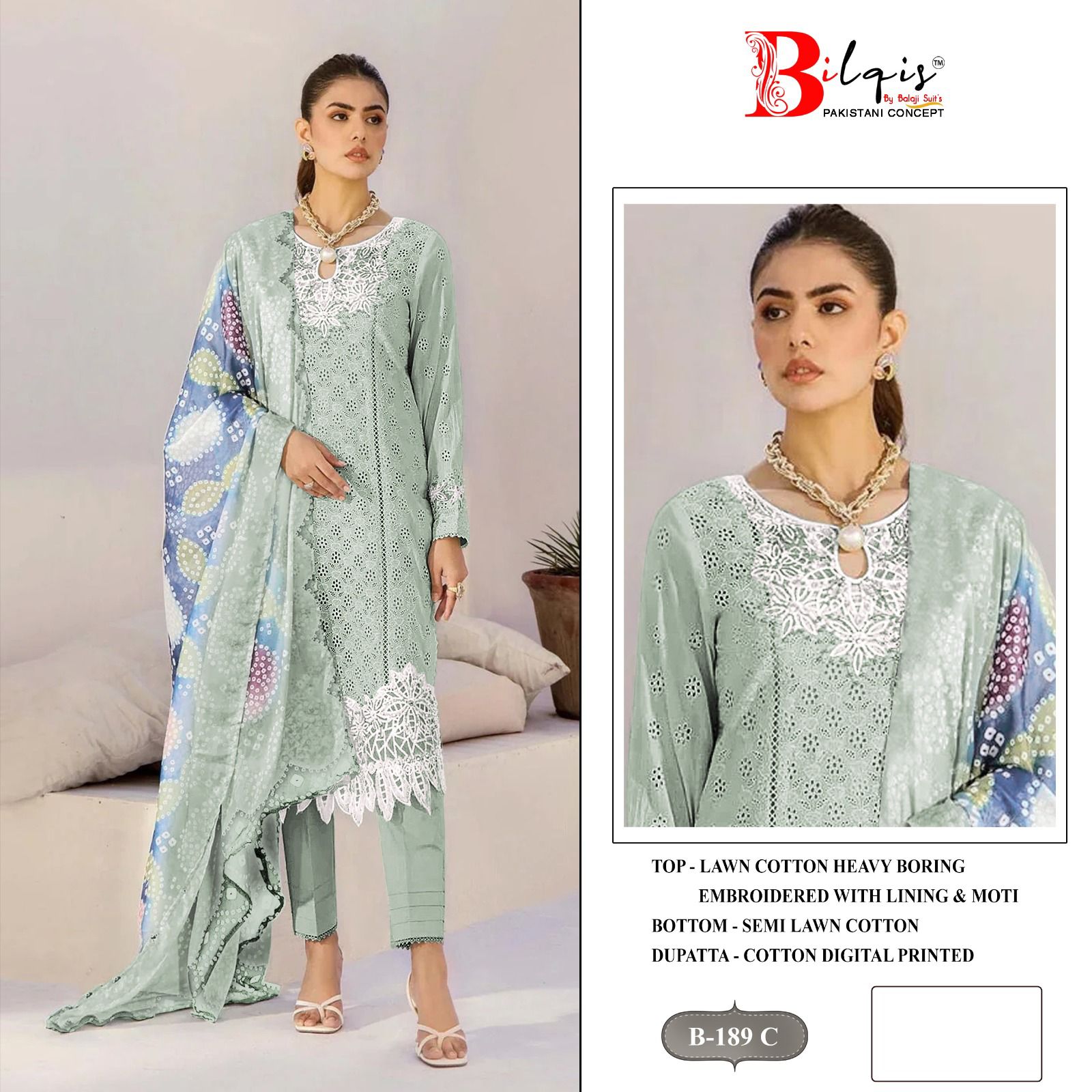 B 189Abcd Bilqis Lawn Cotton Pakistani Salwar Suits Supplier Gujarat