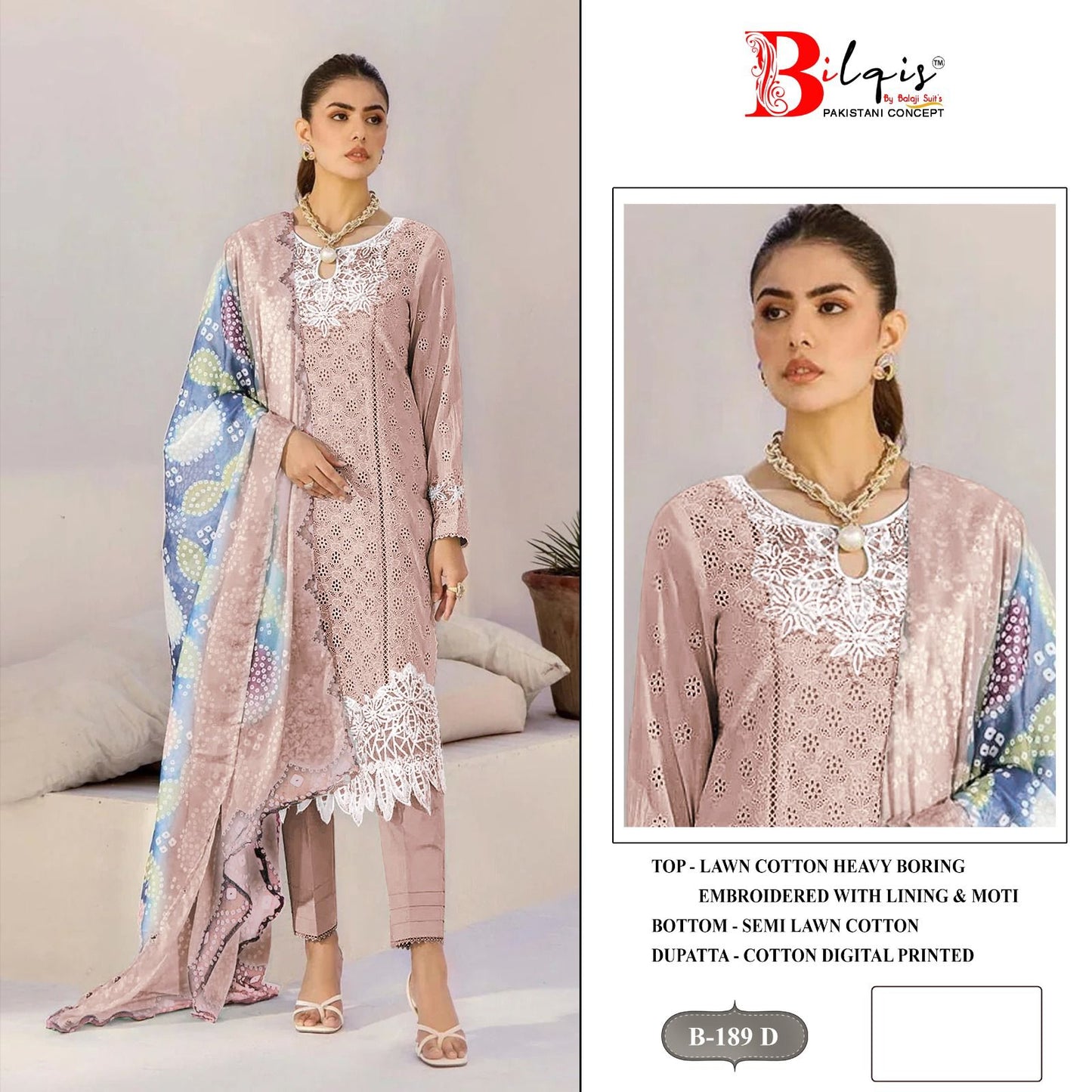 B 189Abcd Bilqis Lawn Cotton Pakistani Salwar Suits Supplier Gujarat