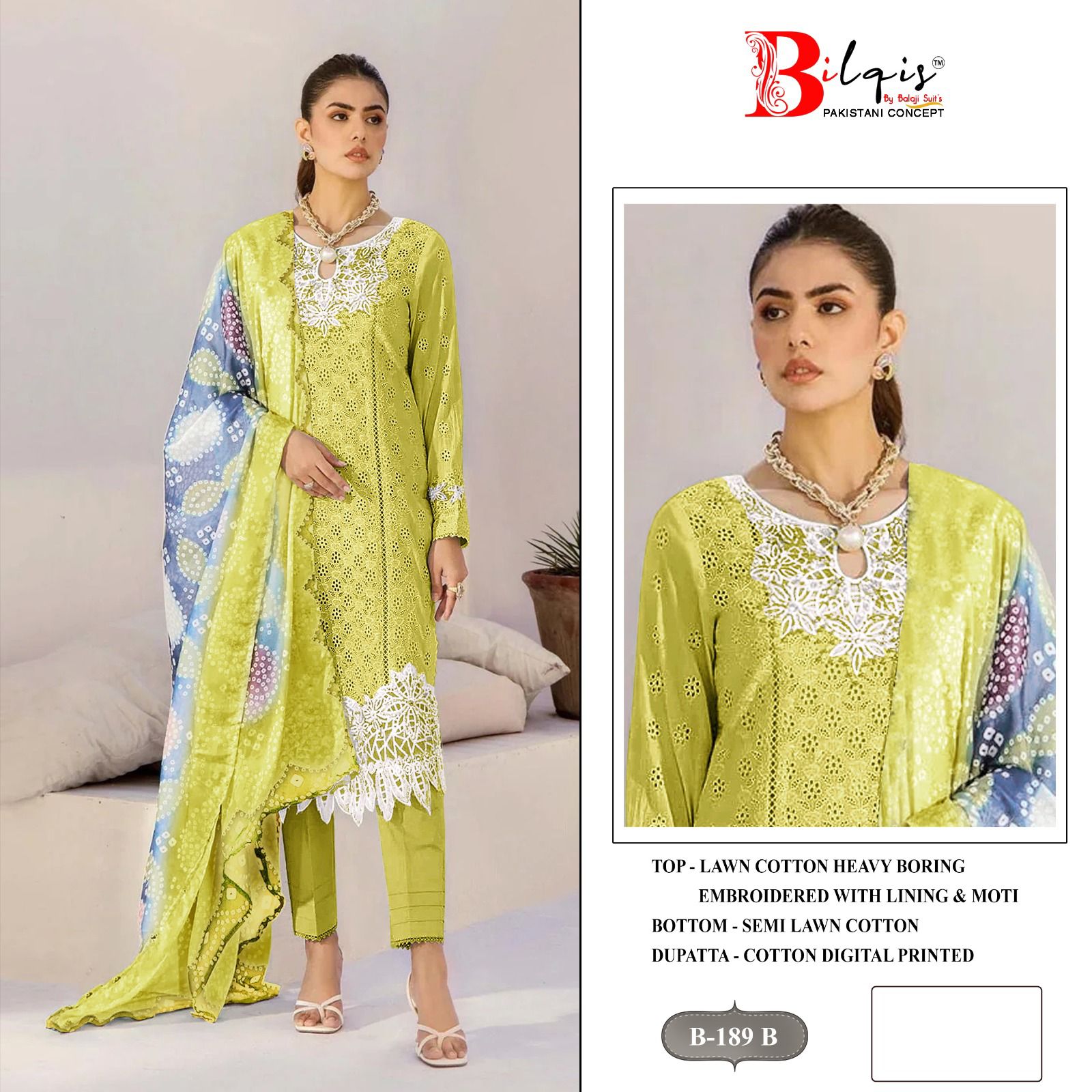 B 189Abcd Bilqis Lawn Cotton Pakistani Salwar Suits Supplier Gujarat