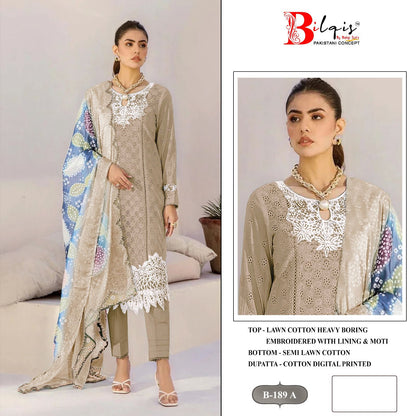 B 189Abcd Bilqis Lawn Cotton Pakistani Salwar Suits Supplier Gujarat