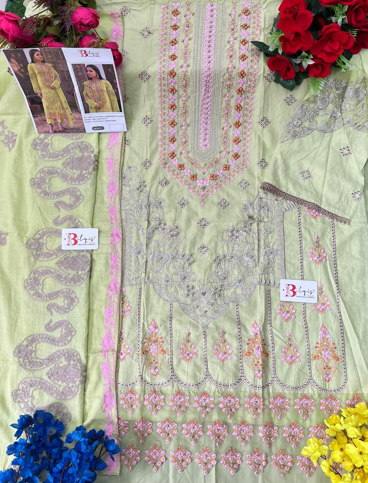 B 192Abcd Bilqis Lawn Cotton Pakistani Salwar Suits Exporter