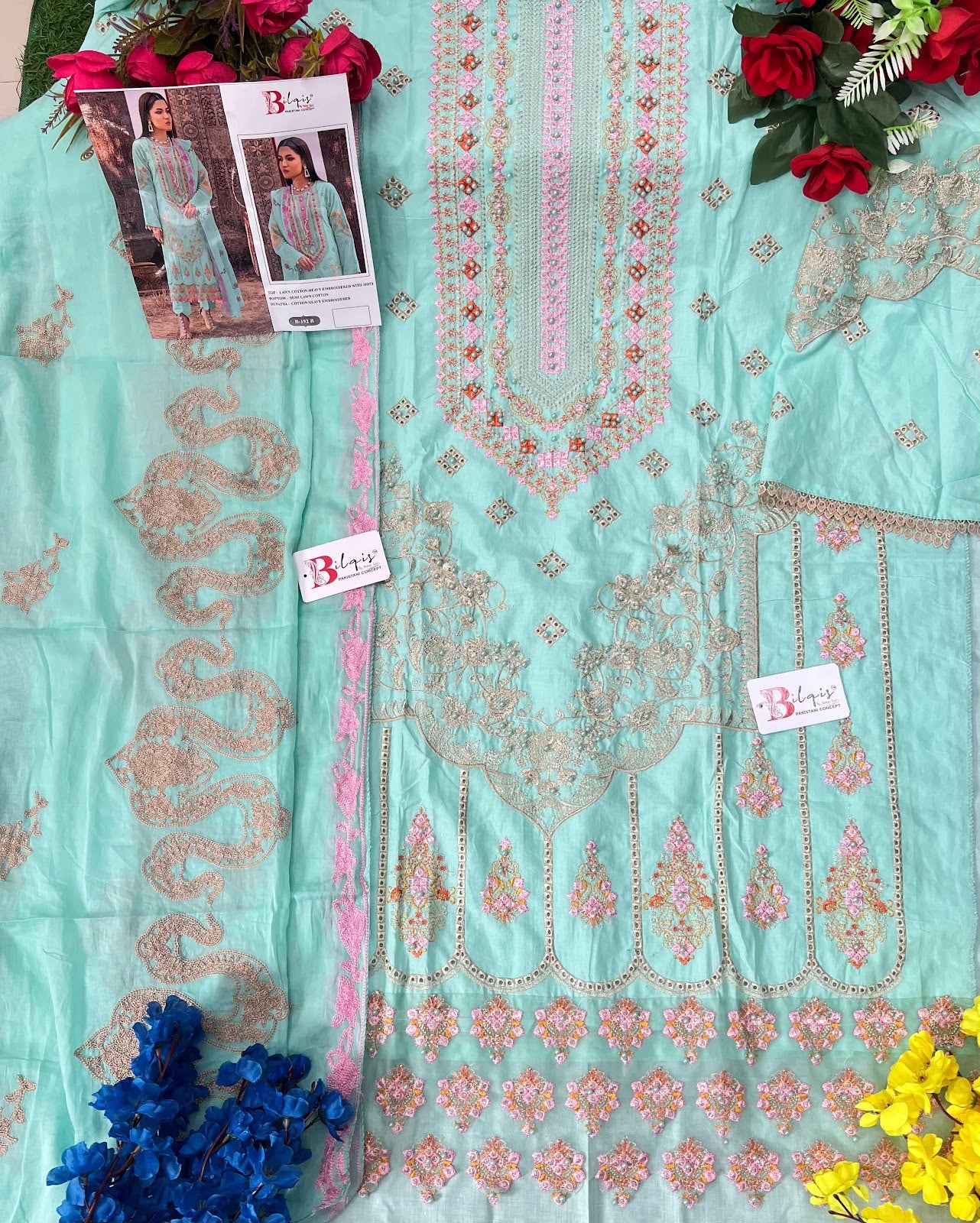 B 192Abcd Bilqis Lawn Cotton Pakistani Salwar Suits Exporter