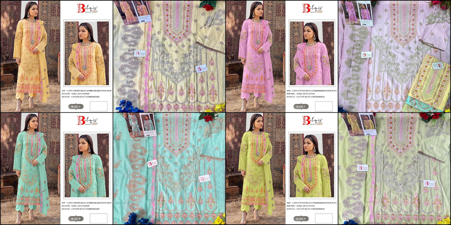 B 192 Bilqis Lawn Cotton Pakistani Salwar Suits Manufacturer India