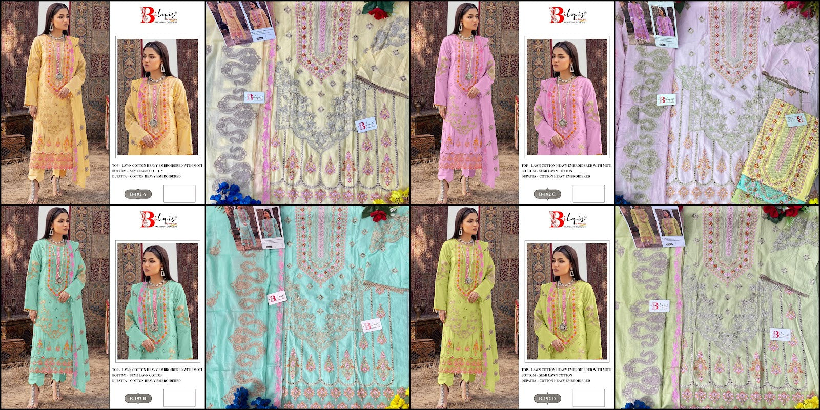 B 192 Bilqis Lawn Cotton Pakistani Salwar Suits Manufacturer India