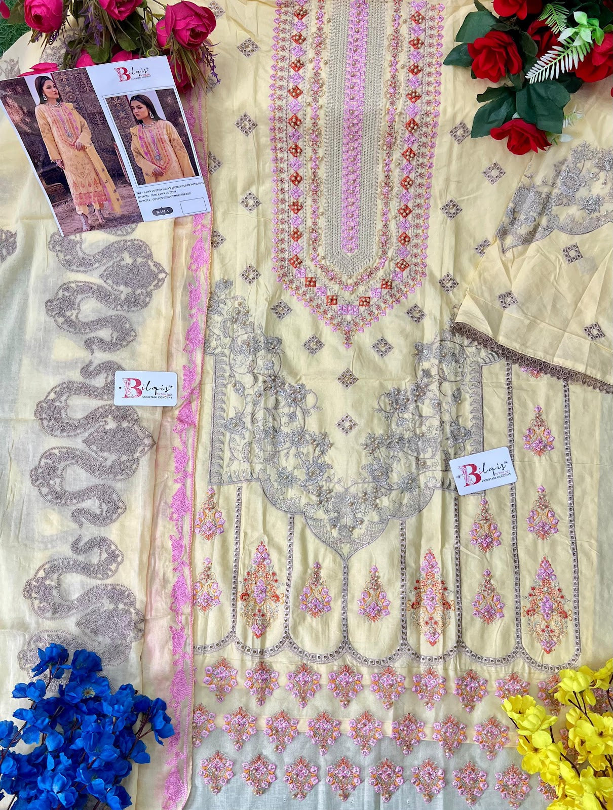 B 192 Bilqis Lawn Cotton Pakistani Salwar Suits Manufacturer India
