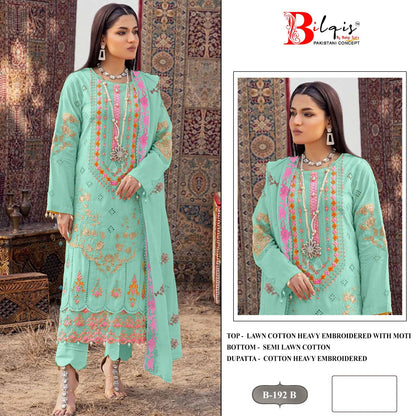 B 192 Bilqis Lawn Cotton Pakistani Salwar Suits Manufacturer India