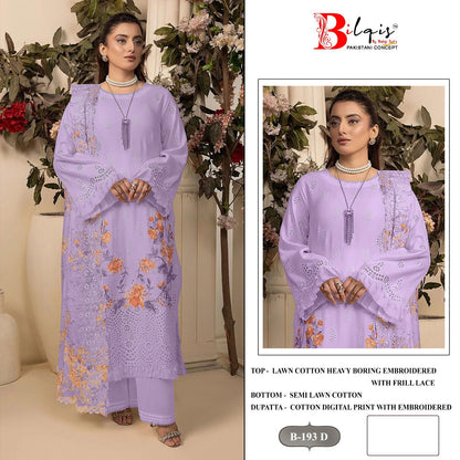 B 193 Abcd Bilqis Lawn Cotton Pakistani Salwar Suits Wholesale