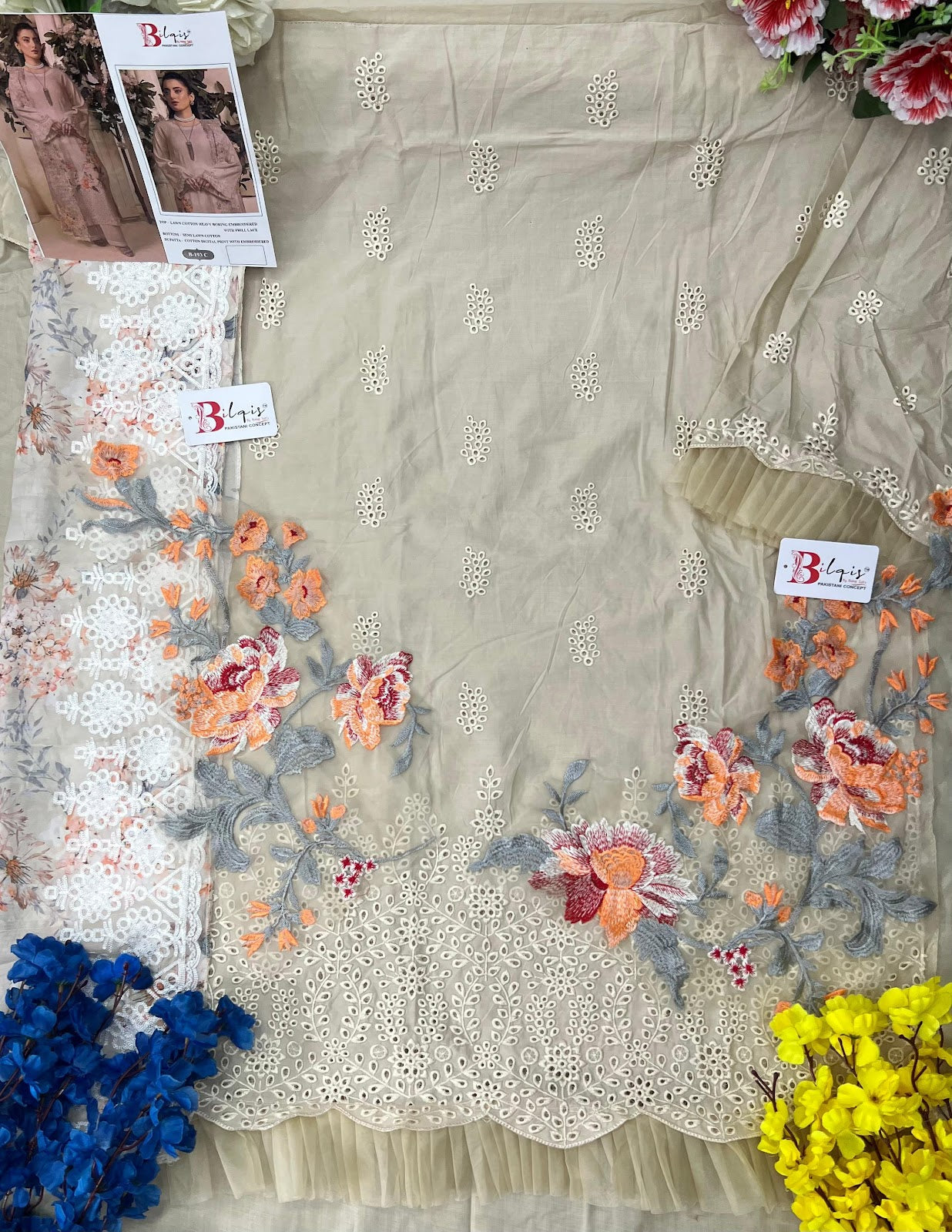 B 193 Abcd Bilqis Lawn Cotton Pakistani Salwar Suits Wholesale