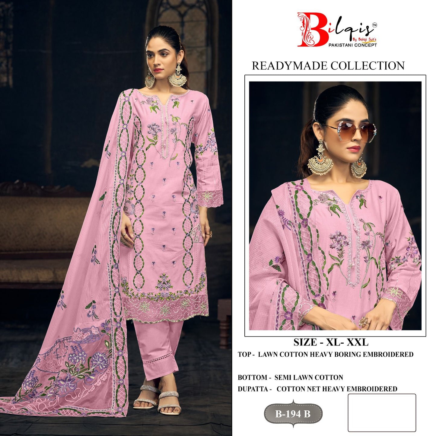 B 194 Abcd Bilqis Lawn Cotton Pakistani Readymade Suits Manufacturer