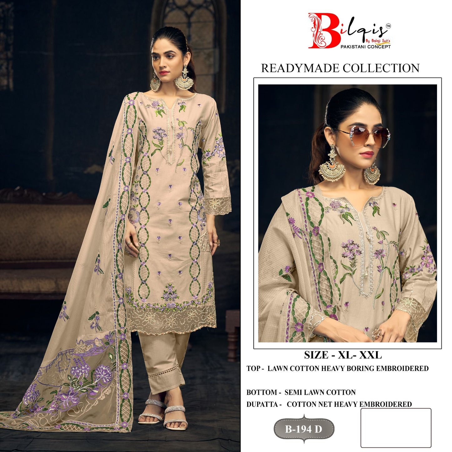 B 194 Abcd Bilqis Lawn Cotton Pakistani Readymade Suits Manufacturer