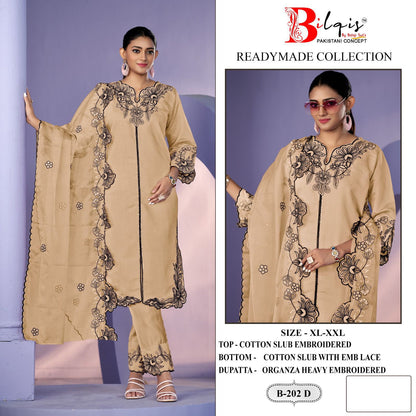 B 202 Bilqis Cotton Pakistani Readymade Suits Wholesale Rate