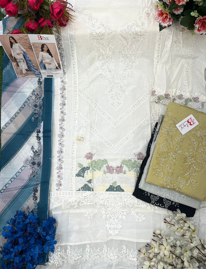 B 206 Bilqis Cambric Lawn Pakistani Salwar Suits Exporter India