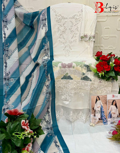 B 206 Bilqis Cambric Lawn Pakistani Salwar Suits Exporter India