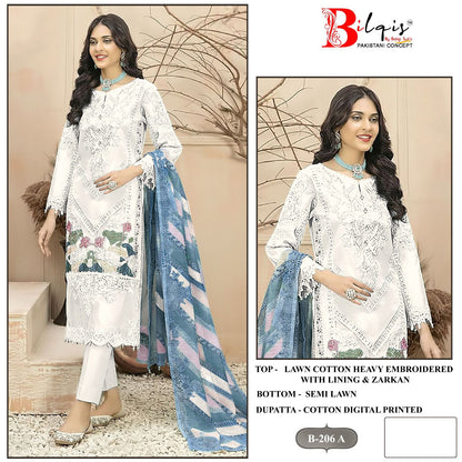 B 206 Bilqis Cambric Lawn Pakistani Salwar Suits Exporter India