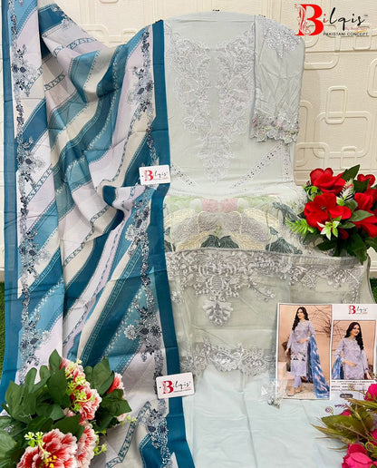 B 206 Bilqis Cambric Lawn Pakistani Salwar Suits Exporter India