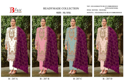 B 207 Bilqis Fox Georgette Pakistani Readymade Suits Supplier Ahmedabad