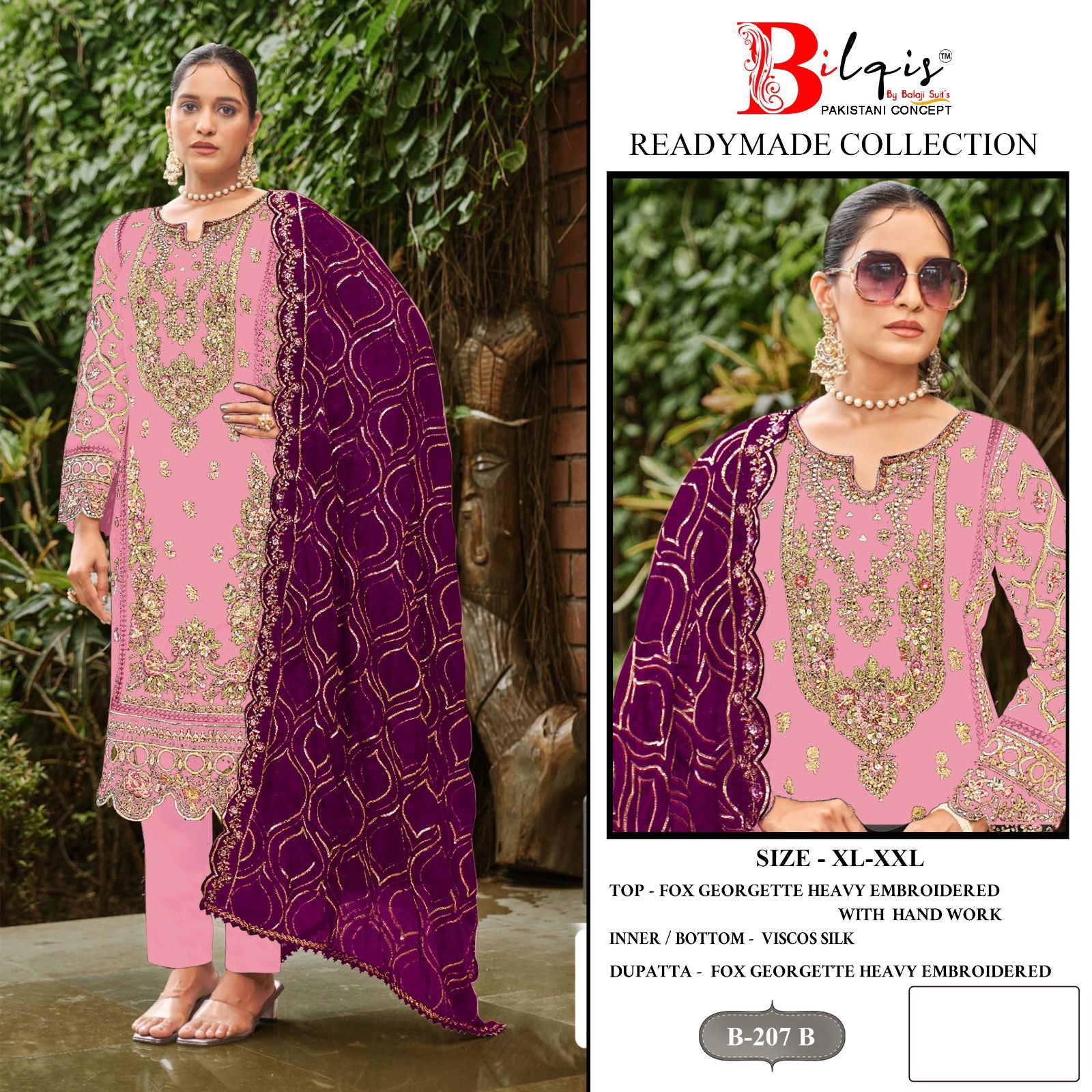 B 207 Bilqis Fox Georgette Pakistani Readymade Suits Supplier Ahmedabad
