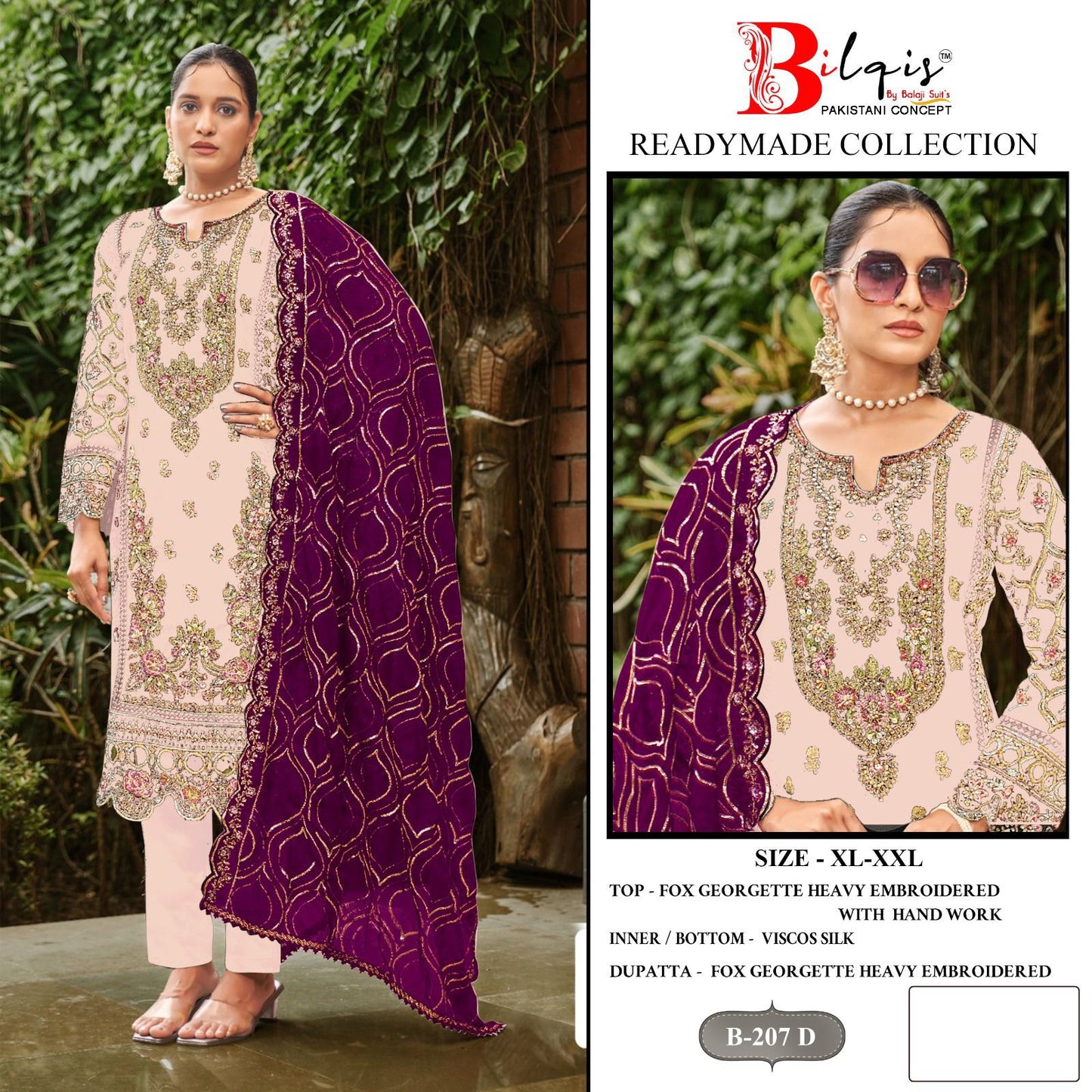 B 207 Bilqis Fox Georgette Pakistani Readymade Suits Supplier Ahmedabad