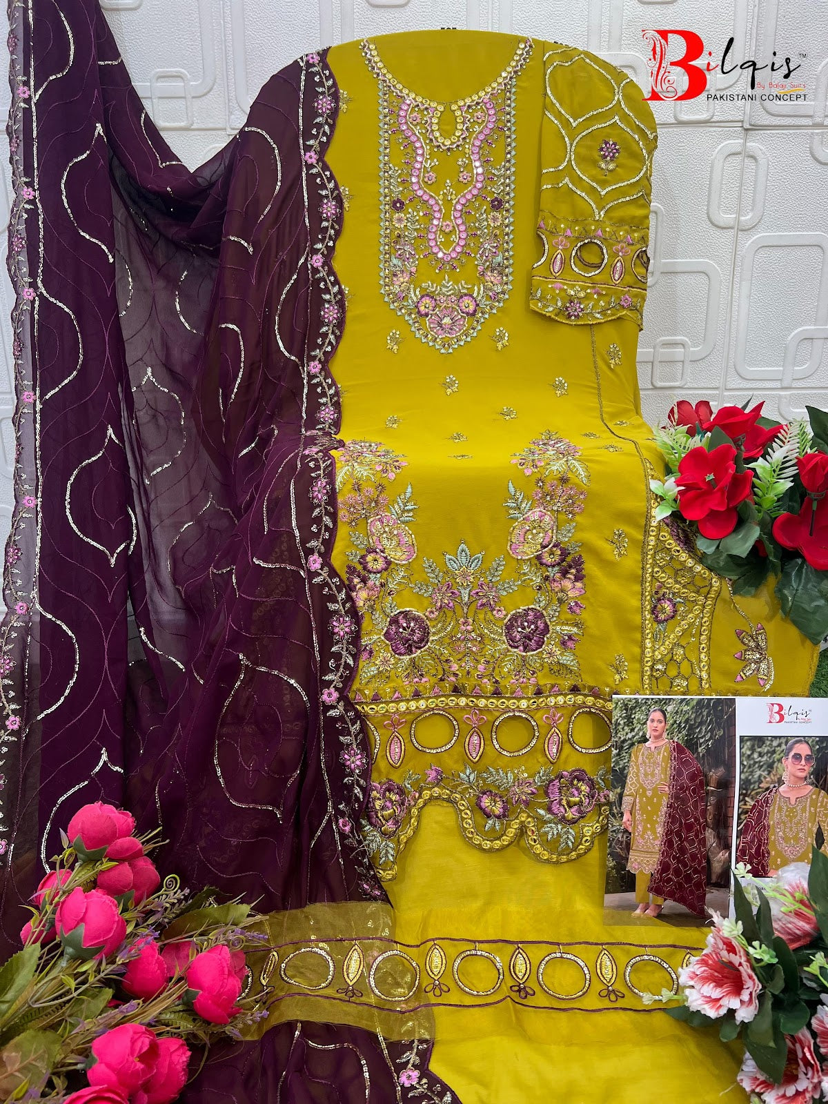 B 207 I To L Bilqis Fox Georgette Pakistani Salwar Suits Wholesale