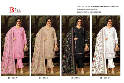 B 209 A To D Bilqis Cambric Lawn Pakistani Salwar Suits Manufacturer Ahmedabad