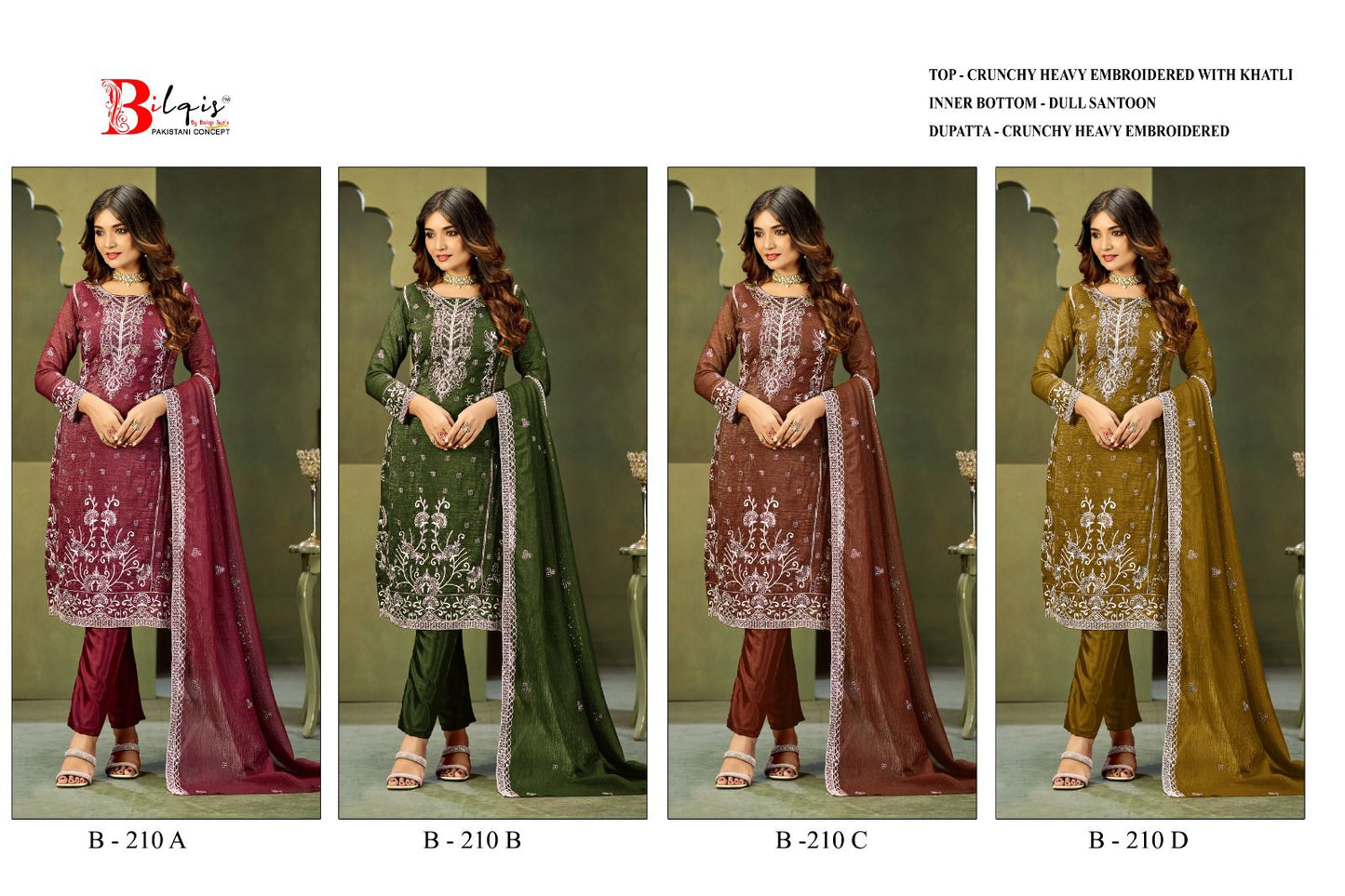 B 210 Bilqis Pakistani Salwar Suits Manufacturer Gujarat