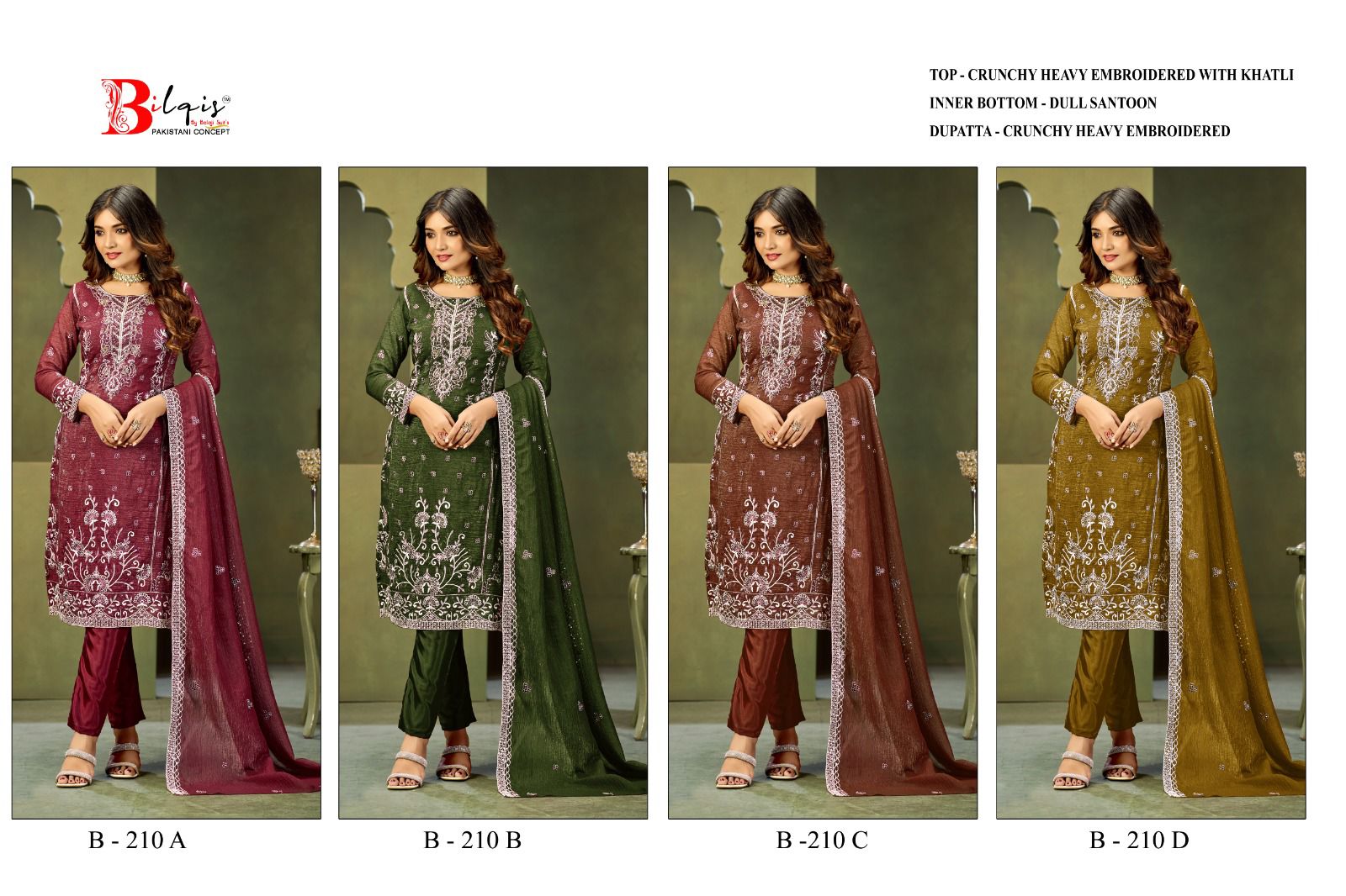B 210 Bilqis Pakistani Salwar Suits Manufacturer Gujarat