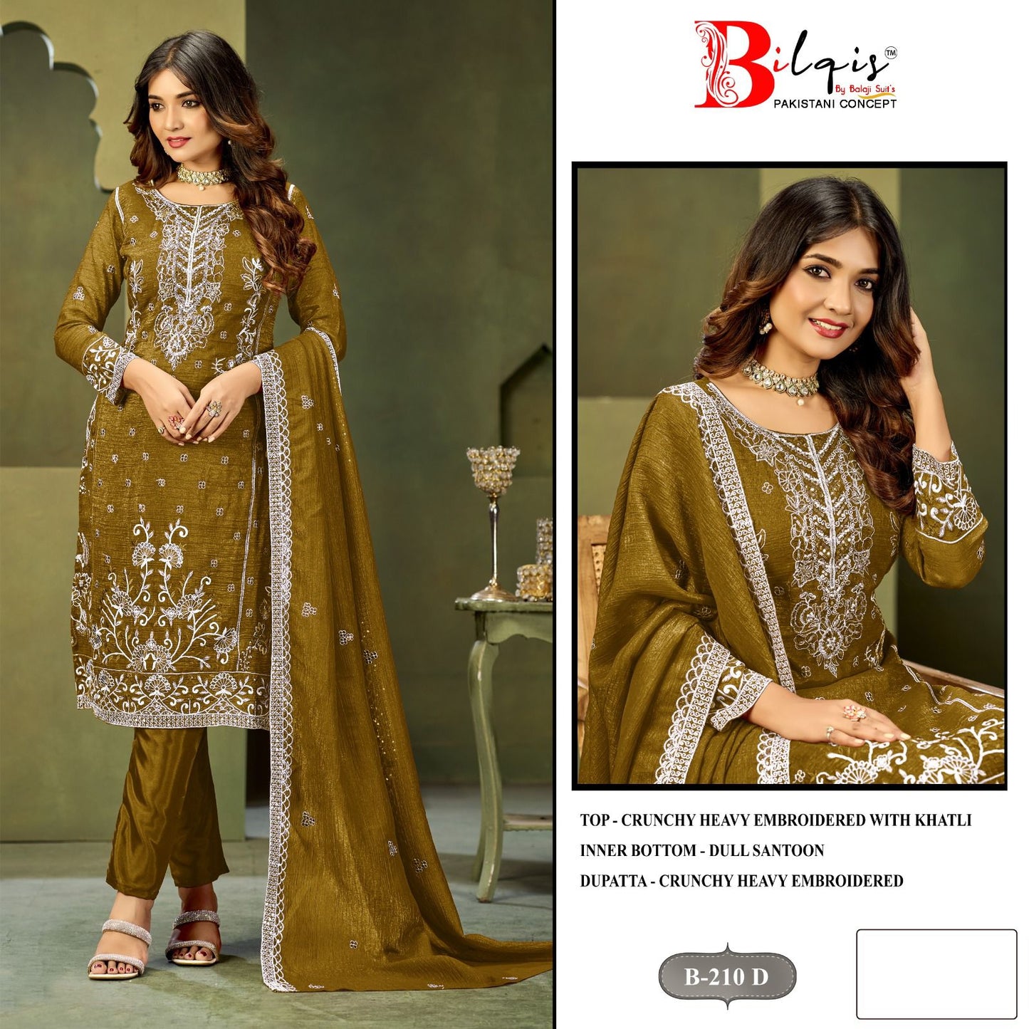 B 210 Bilqis Pakistani Salwar Suits Manufacturer Gujarat