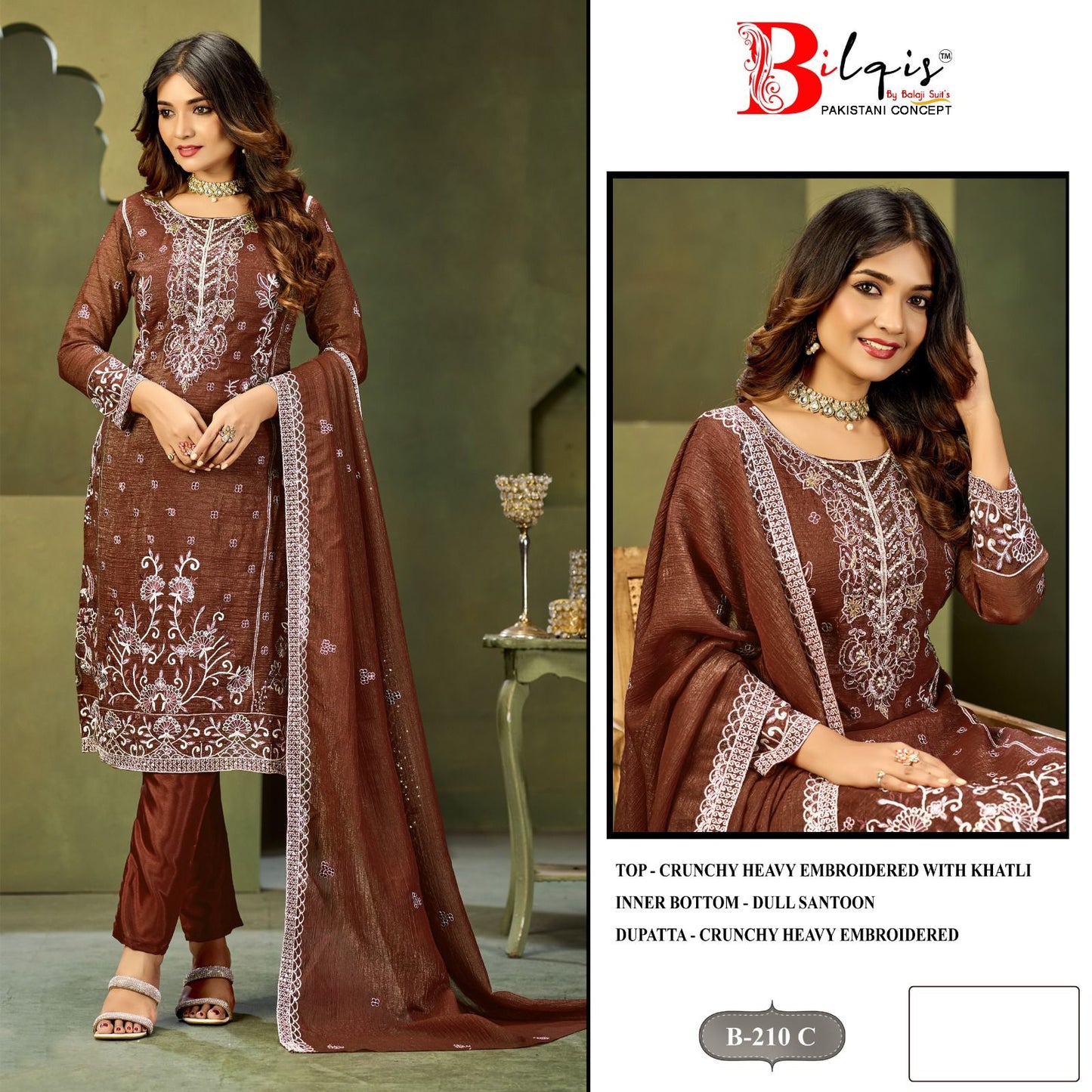 B 210 Bilqis Pakistani Salwar Suits Manufacturer Gujarat