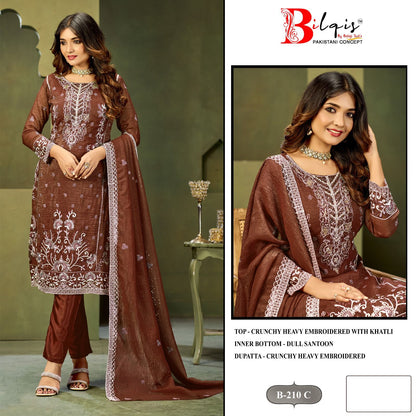 B 210 Bilqis Pakistani Salwar Suits Manufacturer Gujarat