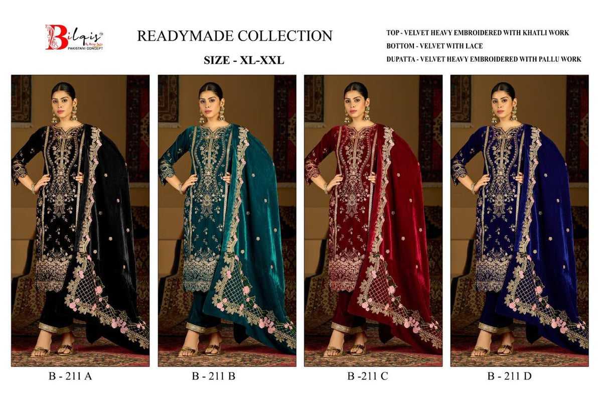 B 211 A To D Bilqis Readymade Velvet Suits Exporter Ahmedabad