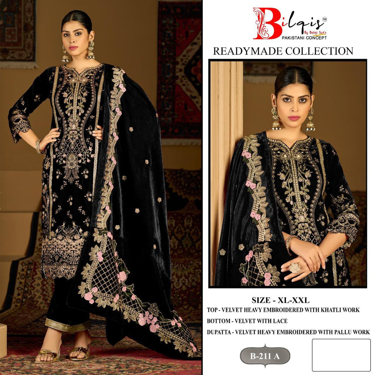 B 211 A To D Bilqis Readymade Velvet Suits Exporter Ahmedabad